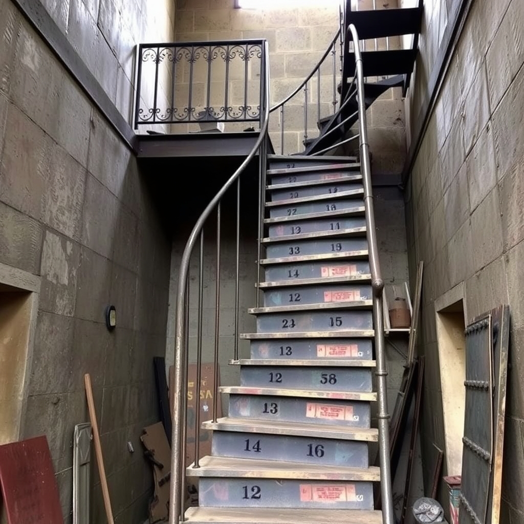 Escalier en fer forgé (illustration)